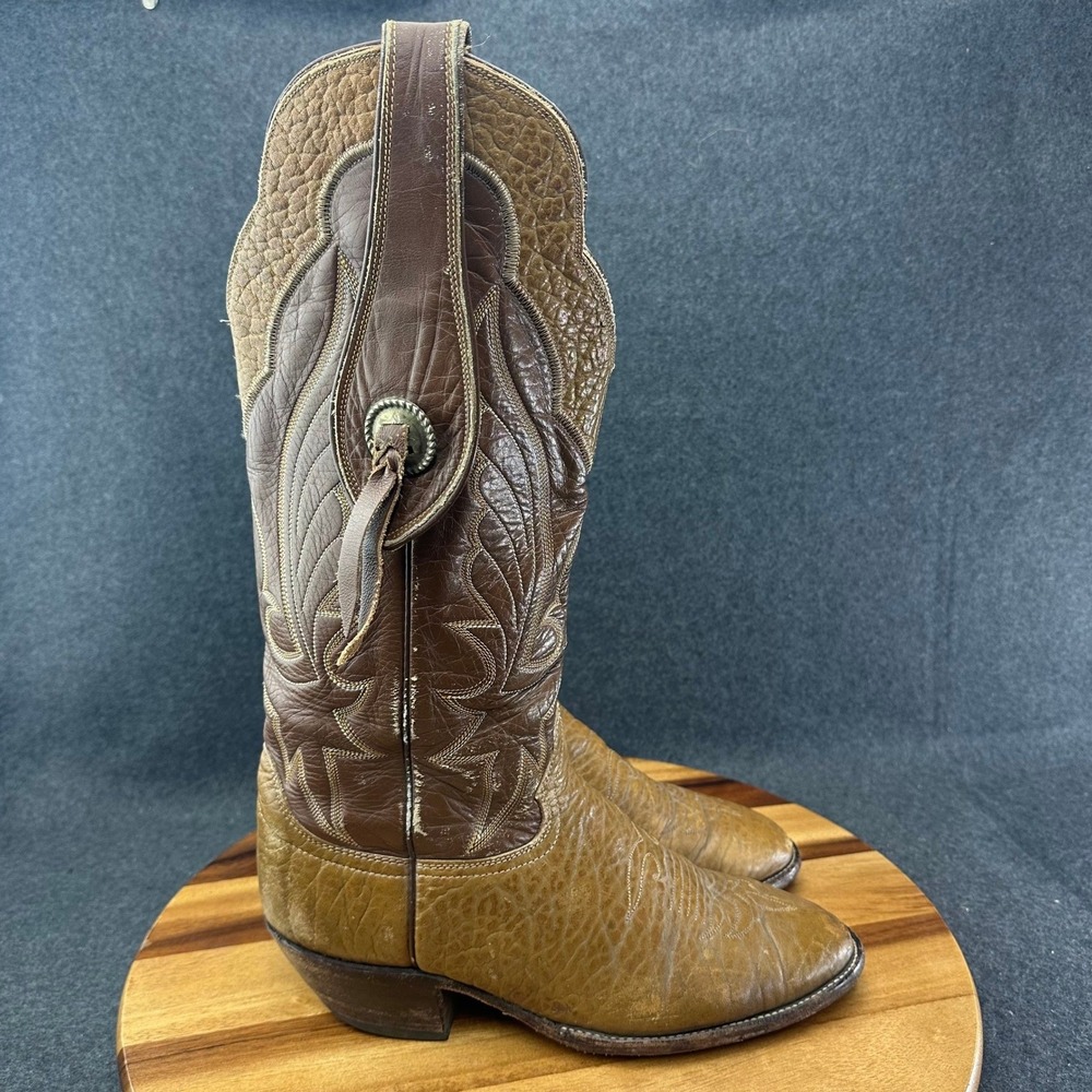 Vtg 70s Hondo Boots Concho Garrison Straps Cowboy Bullhide 17" Mens 11D 8200